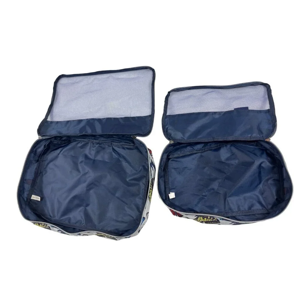 Kensie 2-Piece Packing Cube Set With Colorful Butterfly Print & Mesh Front Panel